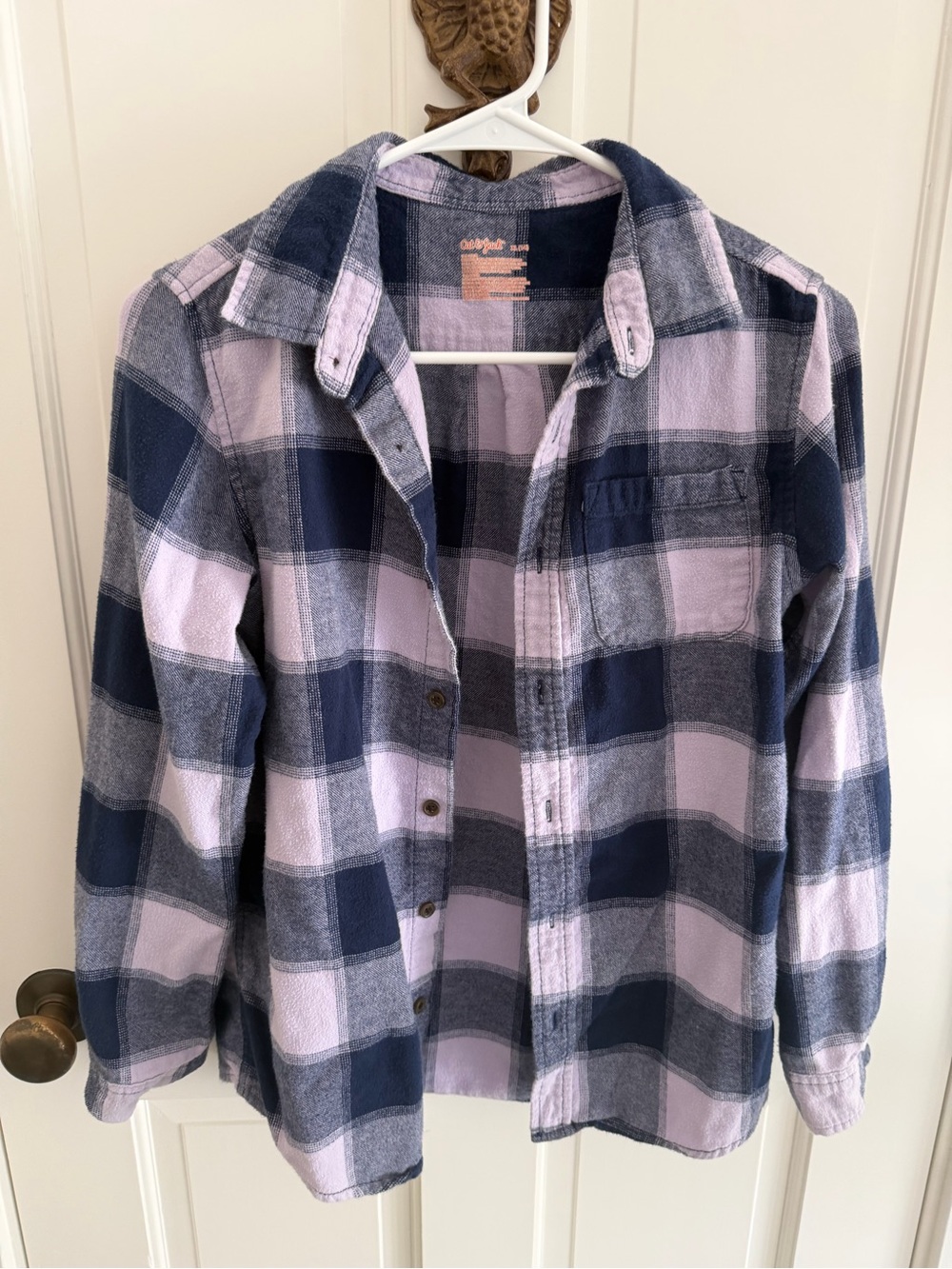 Cat & Jack Plaid Button-Down Shirt - Navy & Light Purple